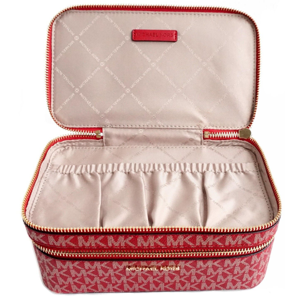 MICHAEL KORS COSMETIC BAG VANITY CASE JET SET TRAVEL LG DOUBLE ZIP CHI –  