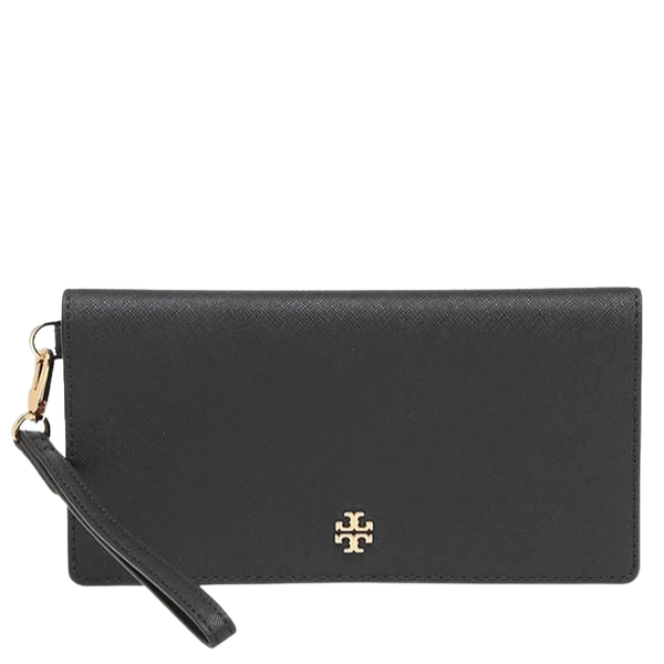 tory burch black leather wristlet