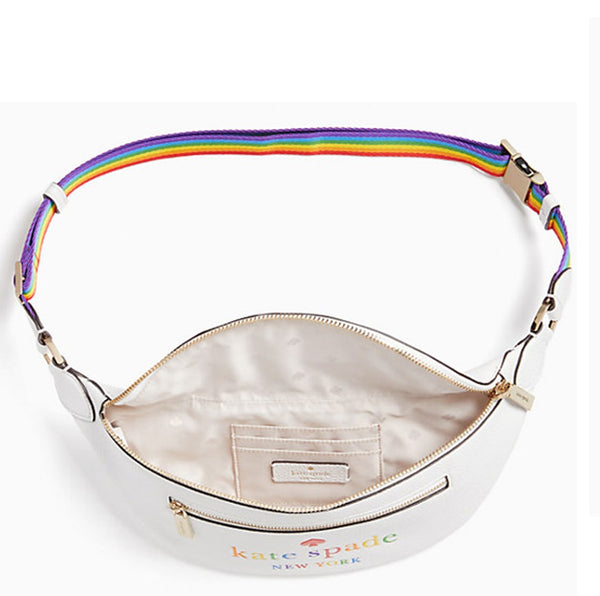 KATE SPADE LEILA LEATHER BELT BAG FANNY PACK BLACK k7311 RAINBOW FULL –  