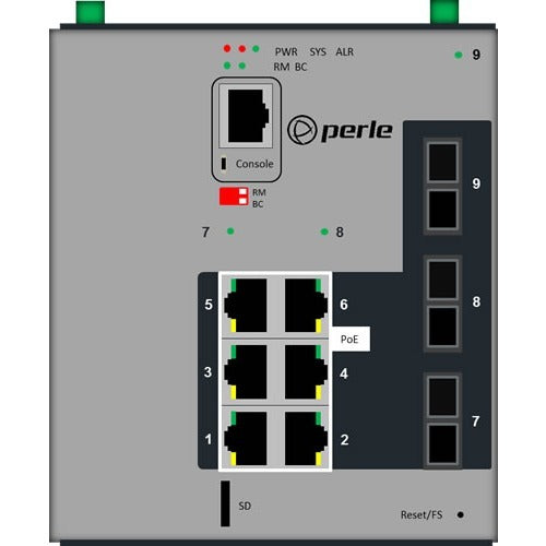 Perle IDS-509F3PP6-C2SD40-MD2-XT - Industrial Managed Power Over Ethernet Switch - 6 Ports - Manageable - Gigabit Ethernet - 10/100/1000Base-T