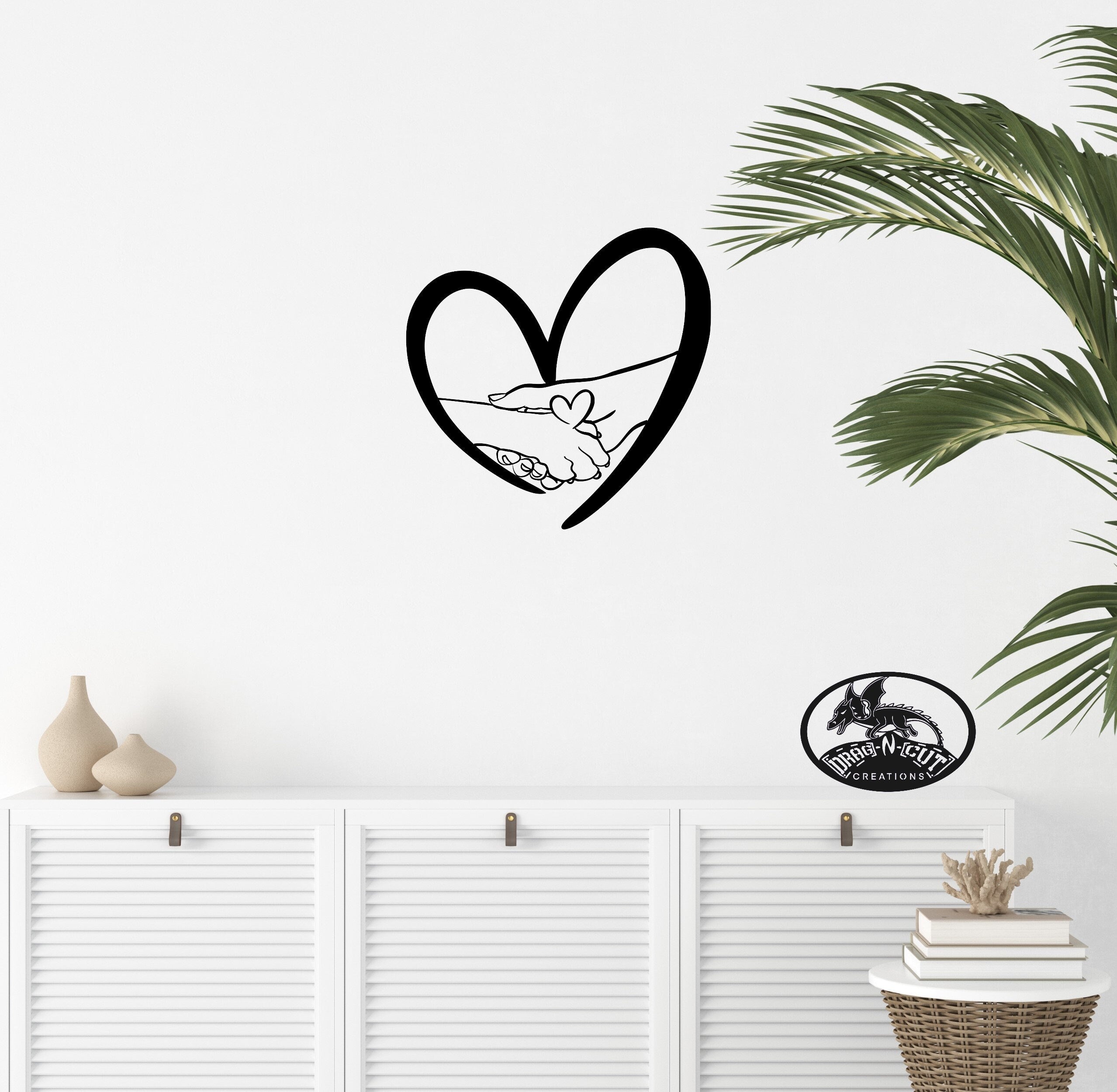 Heart Hands Sculpture Black Decor for Bedroom Living Room Heart