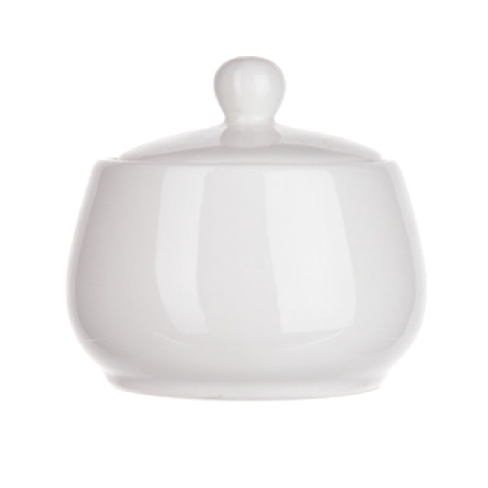 white ceramic sugar bowl with lid