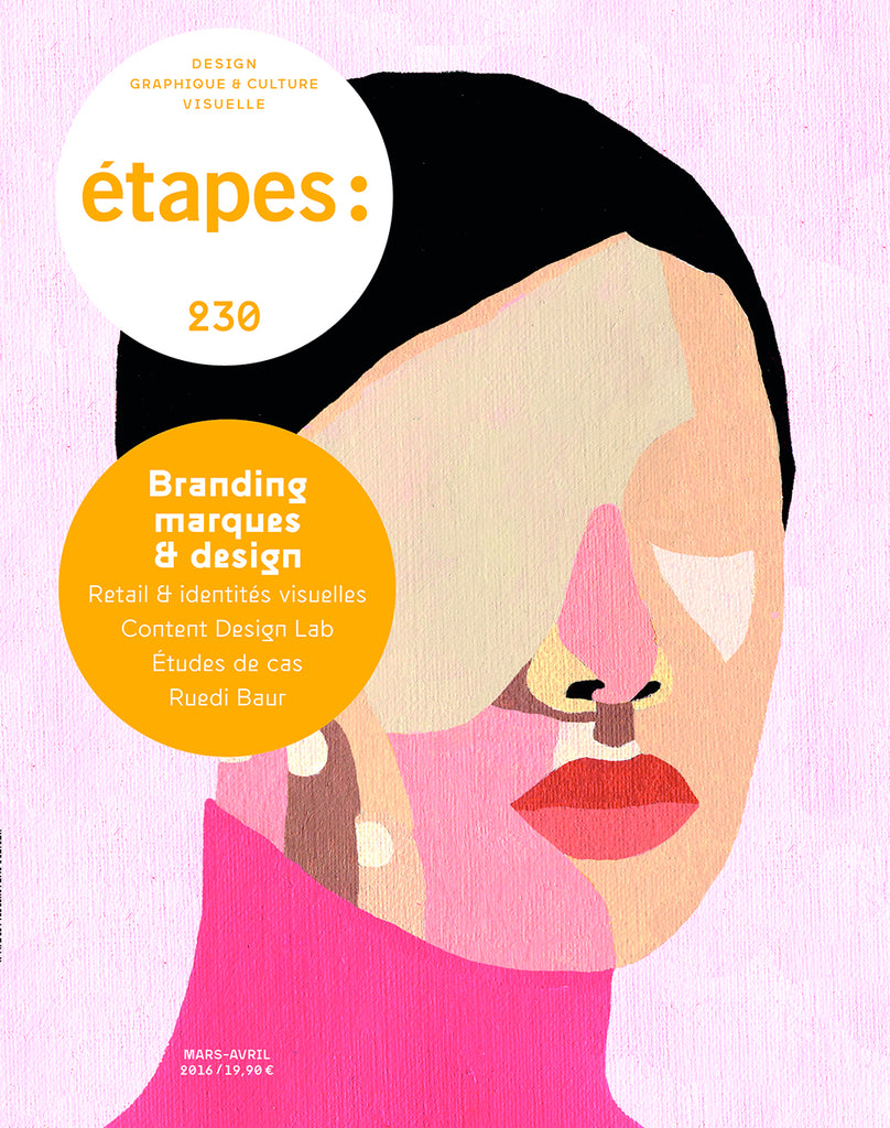 Front cover of Etapes magazines, a collage illustration of a woman's head.