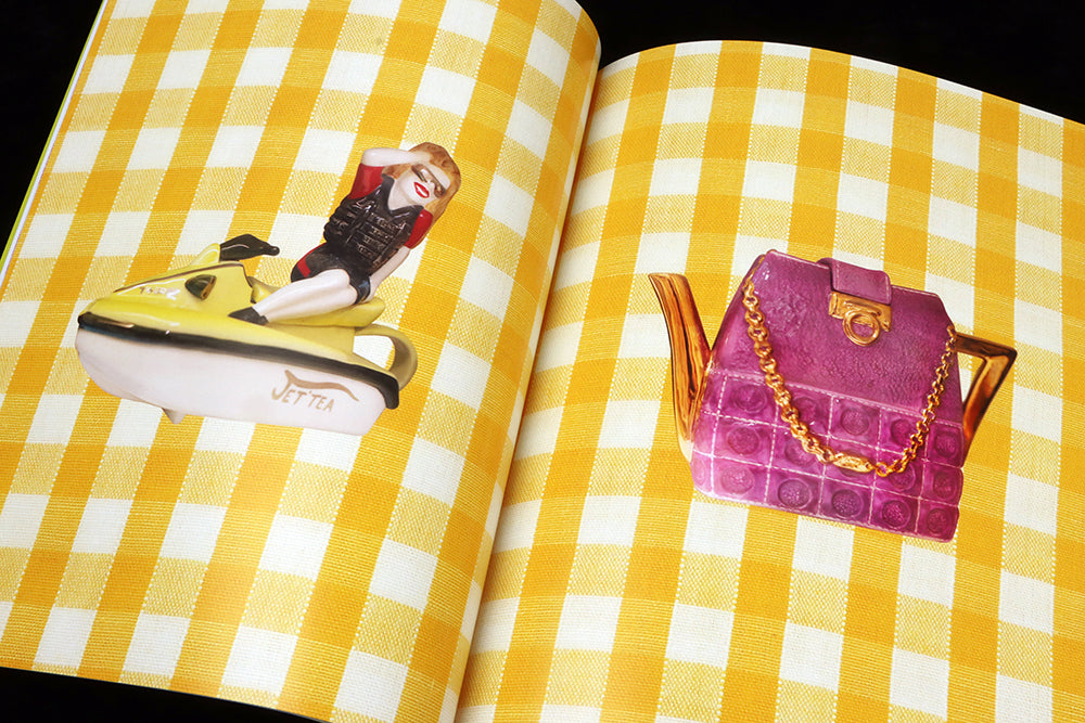 A spread from Scenic Views issue 4, showing novelty teapots