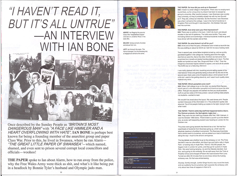 A double page spread from  issue one of The Paper