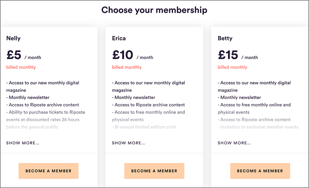 Riposte membership scheme