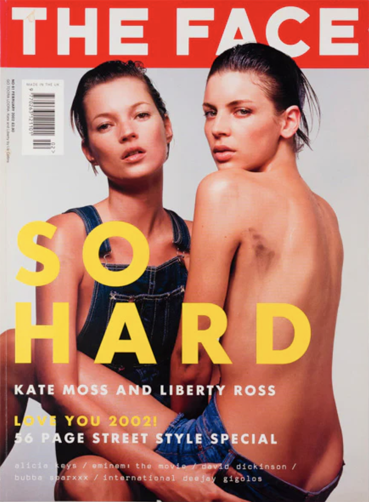 The Face magazine cover featuring Kate Moss and Liberty Ross embracing, from February 2002