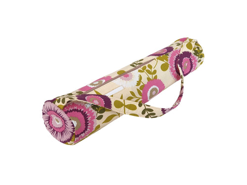 Handmade Yoga mat bag with zipper - teal floral fabric – Tracey Lipman