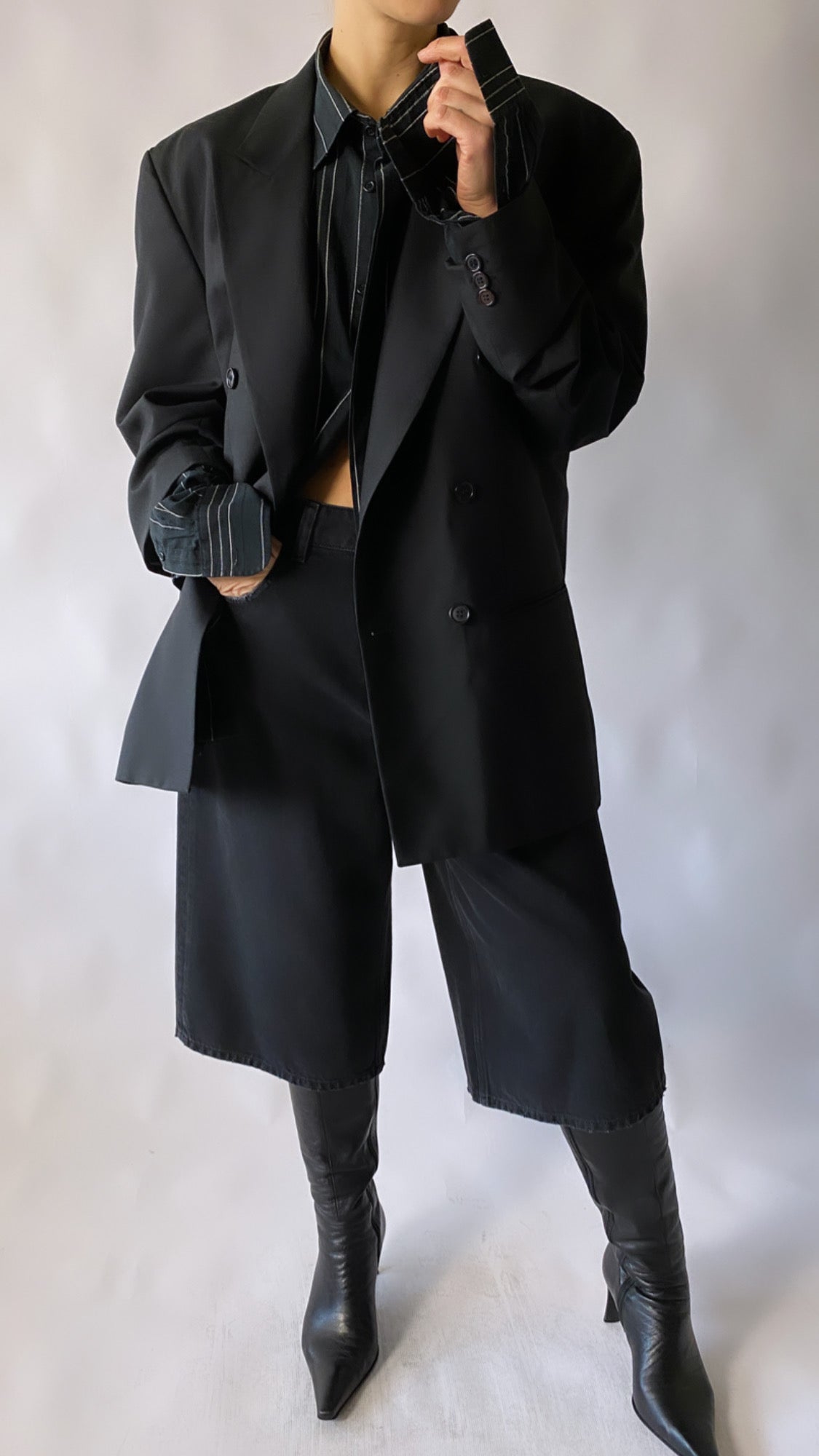 image of Oversized double breasted blazer black