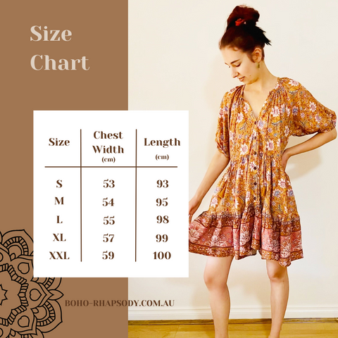 Carly Dress Size Chart