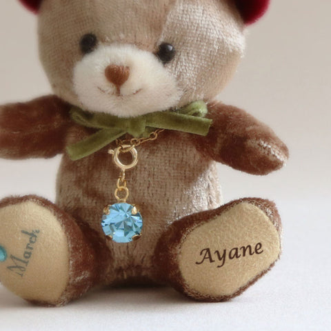 Mini Angel Bear Birthstone Crystal Necklace
