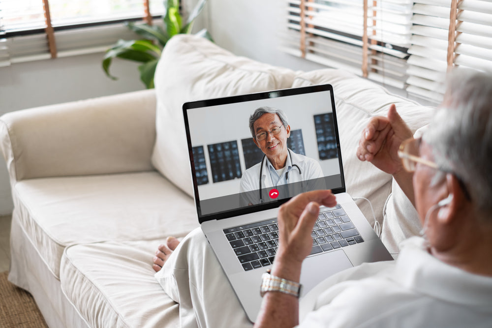 Doctor and patient on video call