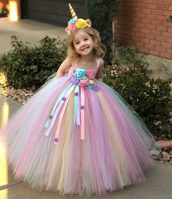Girl Rainbow Unicorn Dress – Cute As A Button Boutique