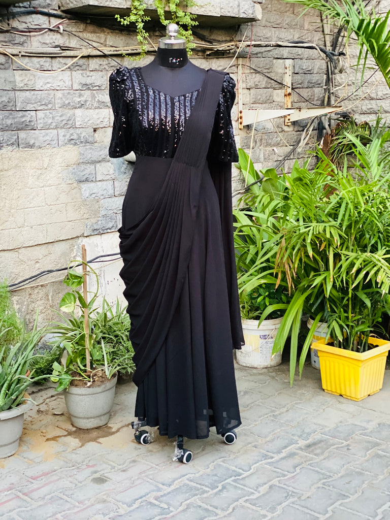 Black Saree Gown – Lakhina Couture