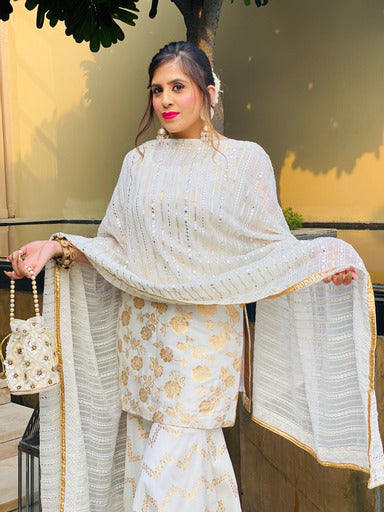 White Banarasi Dress