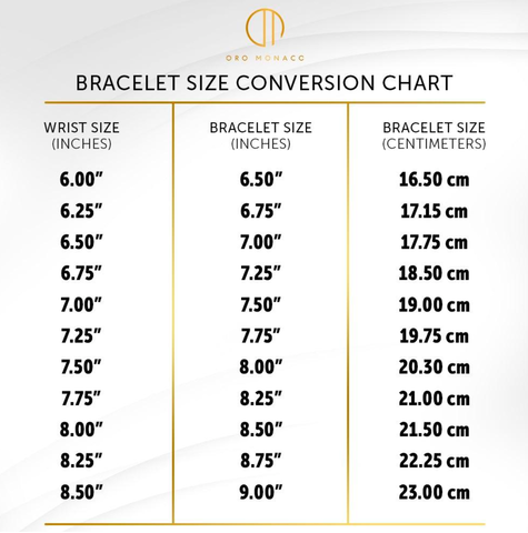 Bracelet size conversion chart