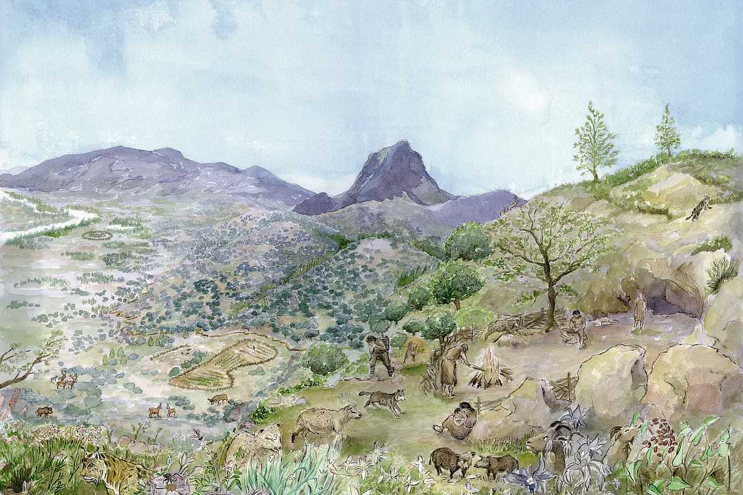 Paisaje Ficticio de las cuevas de la zona en el Neolítico