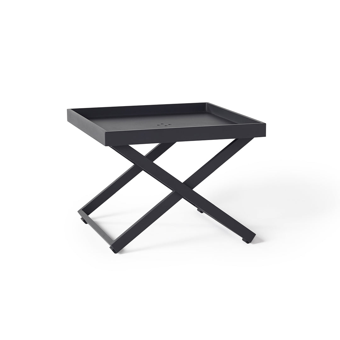 Bistro Folding Side Table with Lift-Off Tray in Charcoal Aluminum