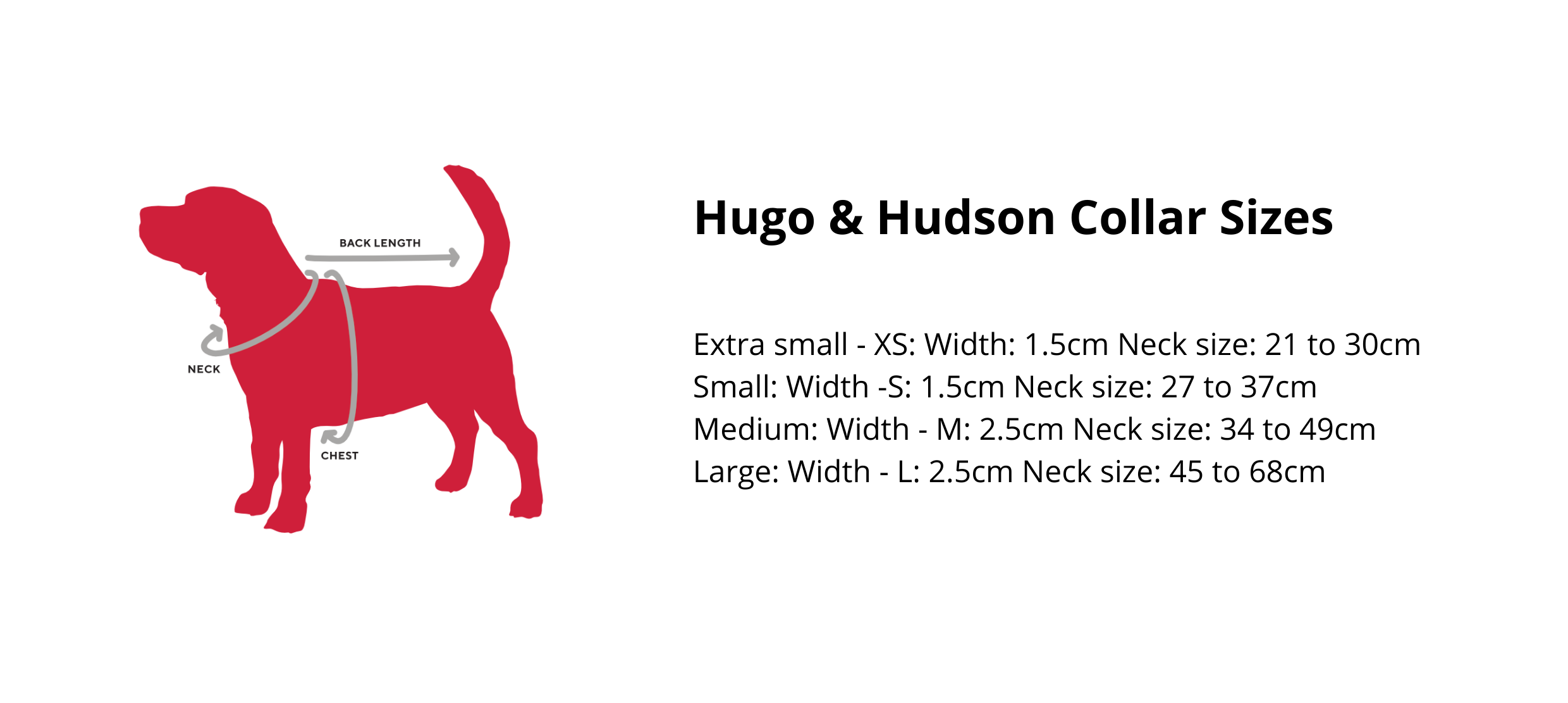 Hugo & Hudson Collar size guide