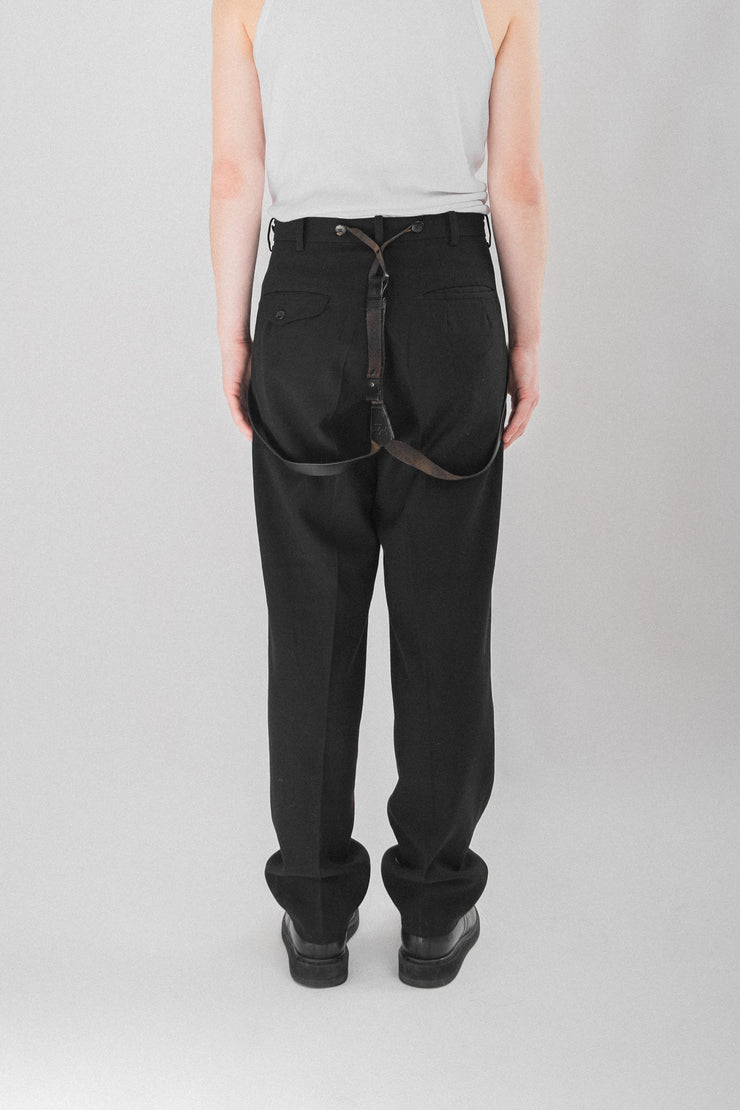 YOHJI YAMAMOTO POUR HOMME - Large wool pants with leather