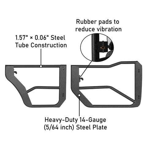 2021-2024 Ford Bronco Adventure Tube Half Front & Rear Doors - HookeRoad b8916s details 3