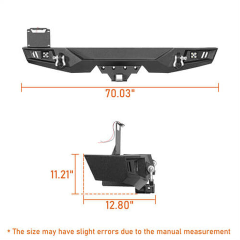 Jeep JK Rear Bumper Hooke Road Bumpers 4x4 Jeep Parts - Hooke Road b2097s dimension 1