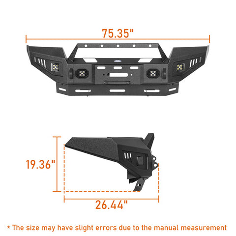 2015-2017 Ford F-150 Front Bumper Aftermarket Bumper Pickup Truck Parts - Hooke Road b8282 dimension