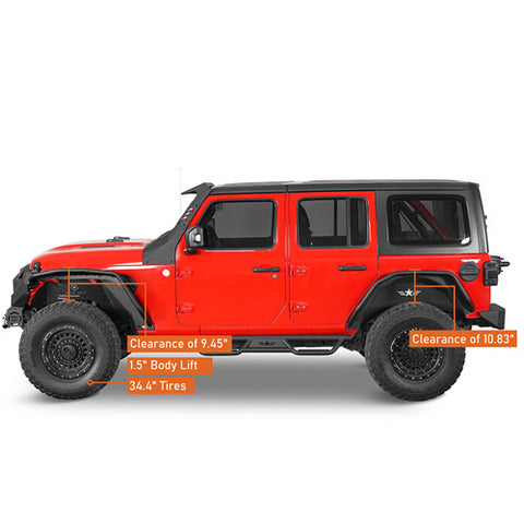 Hooke Road 2018-2023 Jeep JL Fender Flares Dimension 2