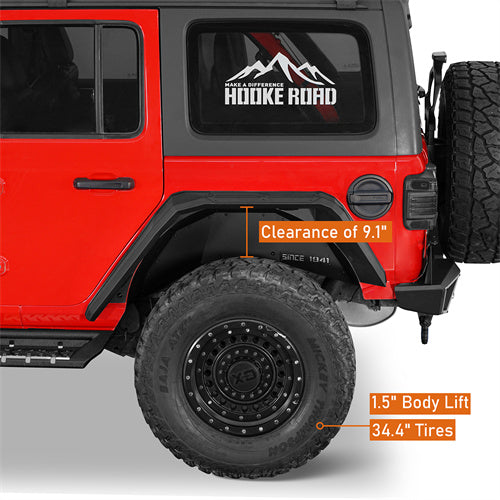 Hooke Road Jeep Wrangler JL Aluminum Rear Fender Flares for 2018-2024 Jeep Wrangler JL b3077s 15