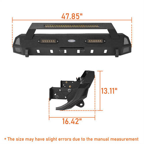 HookeRoad Tacoma Front & Rear Bumpers Combo for 2016-2022 Toyota Tacoma 3rd Gen b4203s4204 dimension 1