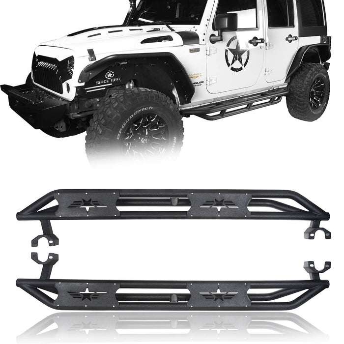 HookeRoad Jeep JK Side Steps 4 Door Running Boards for 2007-2018 Jeep  Wrangler JK