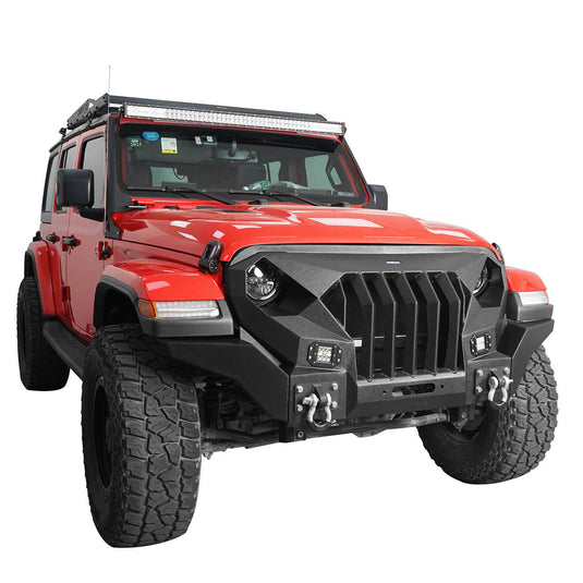 HookeRoad Jeep JL Mad Max Front Bumper Grill w/Wings & LED Lights for  2018-2023 Jeep Wrangler JL & Gladiator JT – Hooke Road 4x4