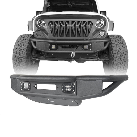 HookeRoad Jeep JK Stubby Front Bumper w/Winch Plate for 2007-2018 Jeep  Wrangler JK – Hooke Road 4x4