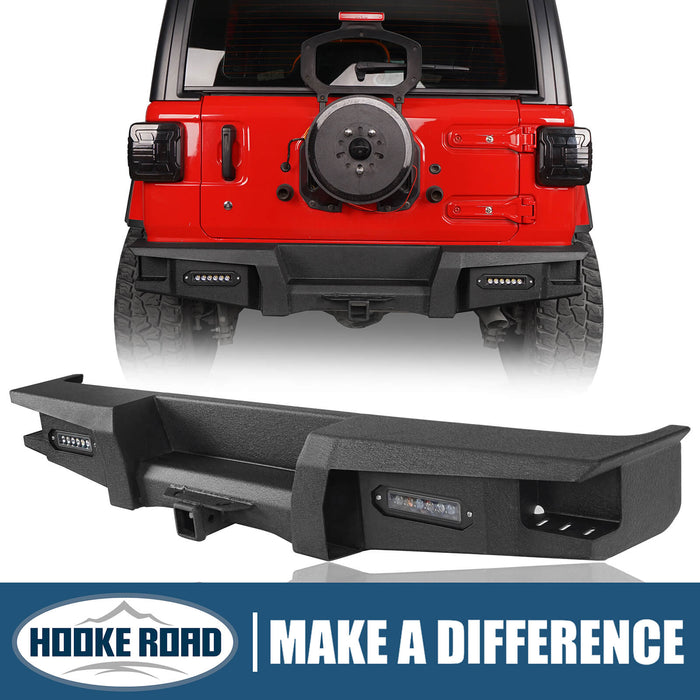 HookeRoad Jeep JL Rear Bumper w/2 Inch Hitch Receiver for 2018-2023 Jeep  Wrangler JL