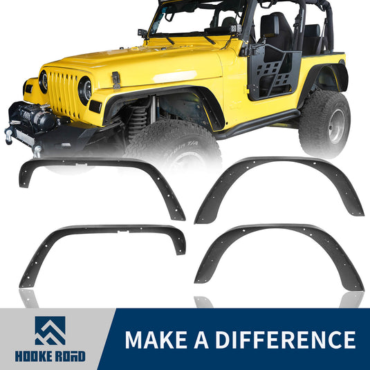 HookeRoad Jeep YJ Front Fender Flares for 1987-1995 Jeep Wrangler