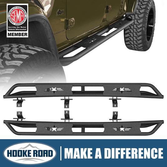 HookeRoad Jeep Gladiator Side Steps Star Tubular Running Bards for