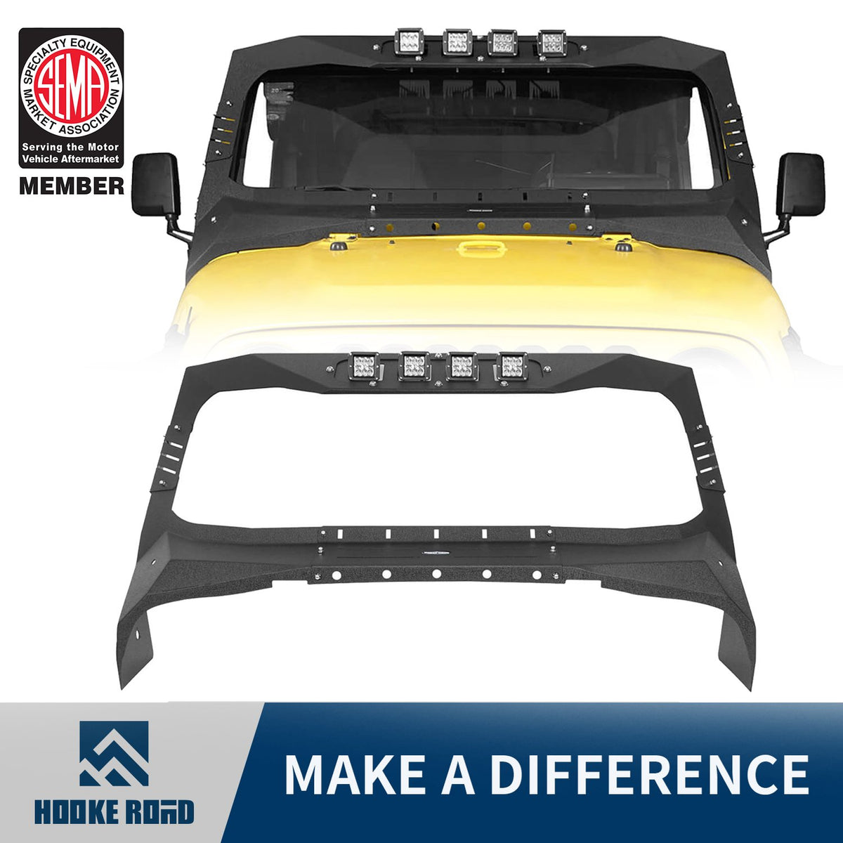 HookeRoad Jeep TJ Windshield Frame Cover for 1997-2006 Jeep Wrangler TJ