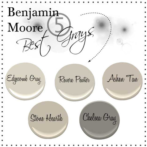 benjamin moore 5 best gray colors infographic with swatches