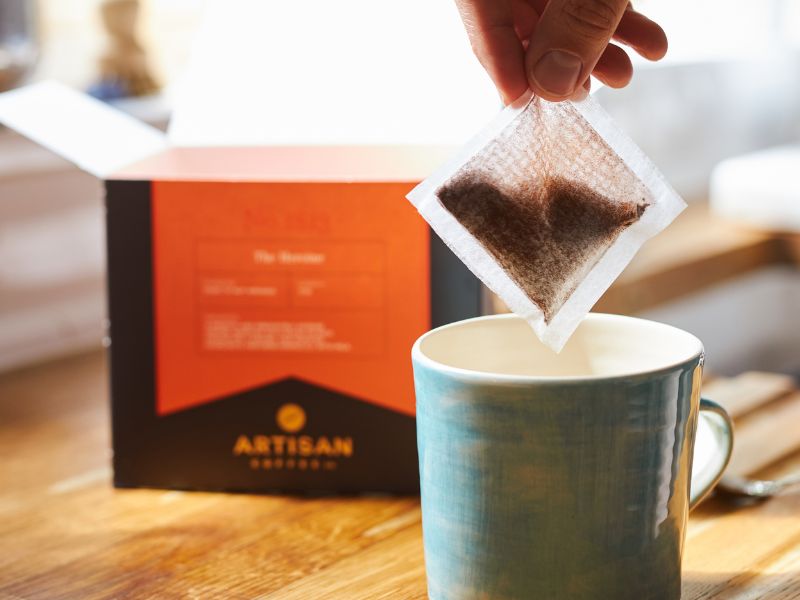 Artisan Coffee Co The Heroine Coffee Bag into mug