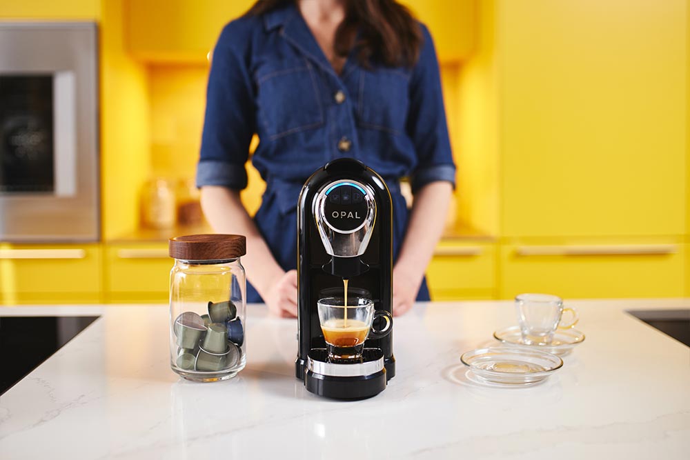 Artisan coffee co brew guide pod machine espresso pouring enjoy