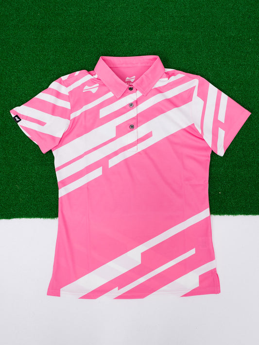新品未使用【パーリーゲイツ】ロゴネームデザイン 半袖ゴルフポロシャツ 0 ピンク