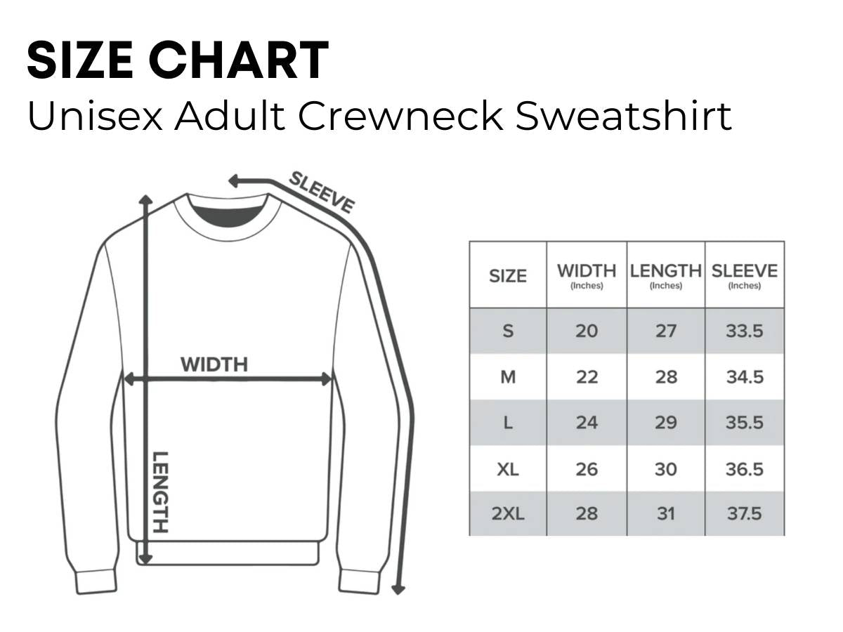Crewneck Sweatshirt Size Chart