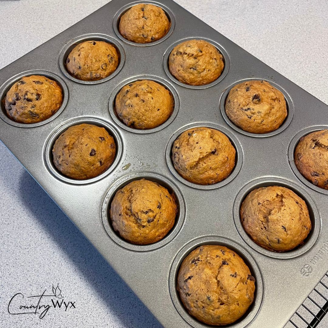 Simple Banana Chocolate Chip Muffins in muffin tin