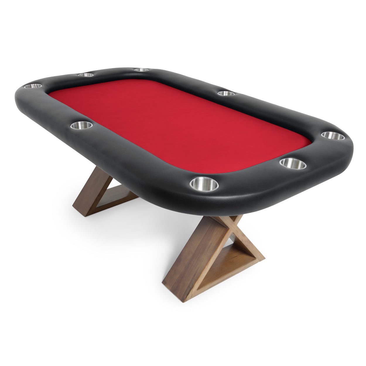 BBO Helmsley Poker Table Rustic Wood Full Armrest Velveteen Red