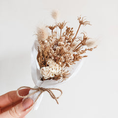 Dried flower posy wrapped and ready for gifting.