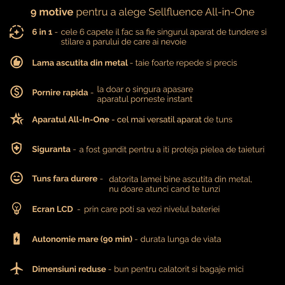 9 motive pentru a alege aparatul de tuns Sellfluence All in One