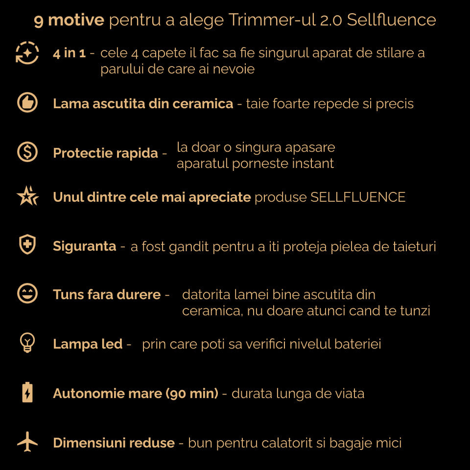 9 motive pentru a alege aparatul de tuns Sellfluence Trimmer 2.0