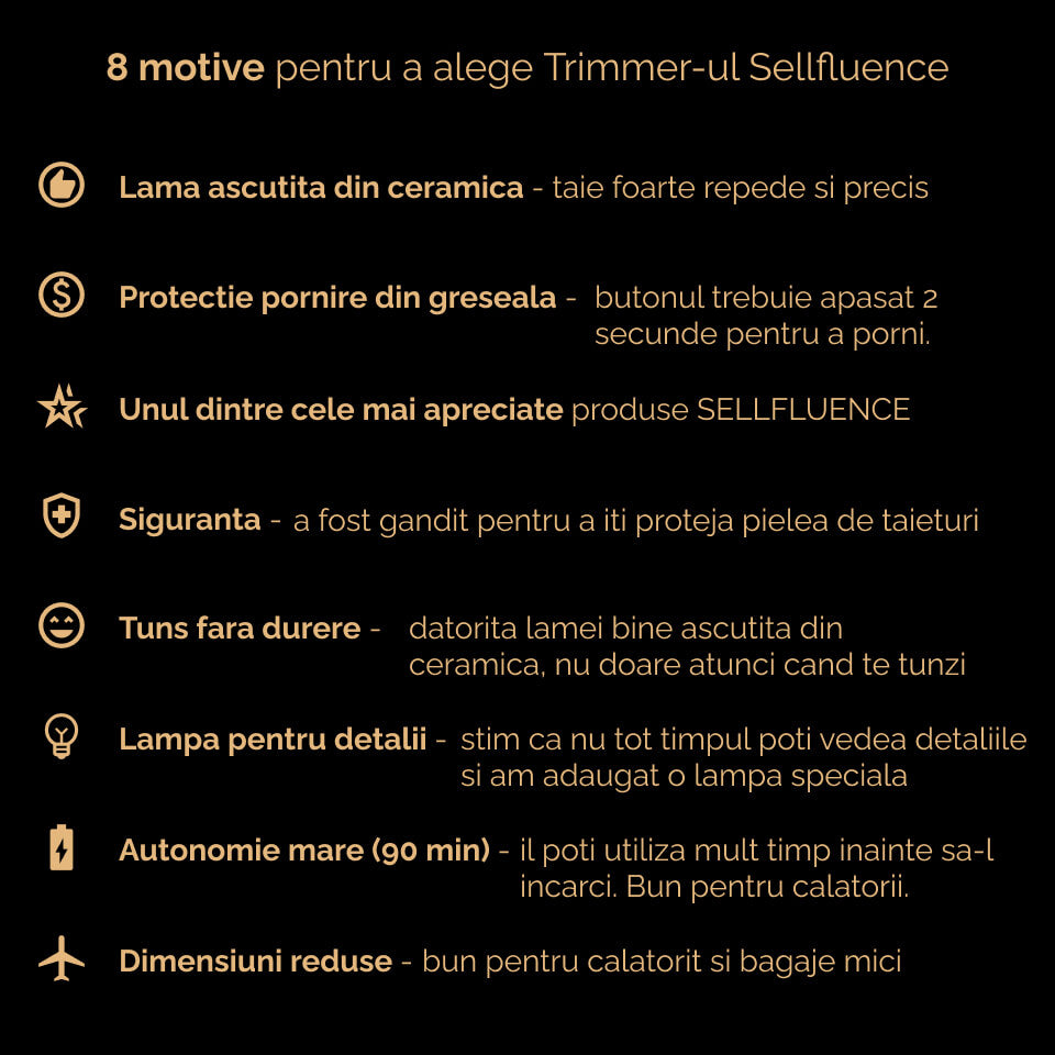 8 motive pentru a alege aparatul de tuns Sellfluence Trimmer