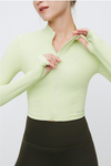 FlexEase™ Cropped Workout Front Zip Stretchy Fitted Long Sleeve Jacket