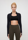 FlexEase™ Cropped Workout Front Zip Stretchy Fitted Long Sleeve Jacket